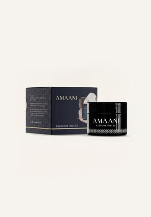 Amaani Bakhoor Omani luxury bakhoor packaging and incense jar by Sakinah South Africa