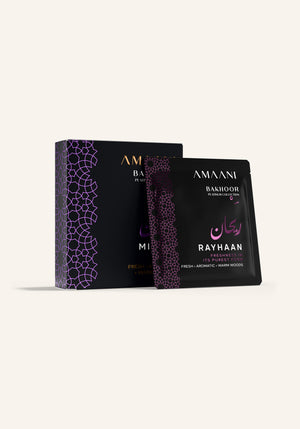 Amaani Bakhoor Rayhaan, Platinum Collection sample included in the Sakinah Layali ritual set