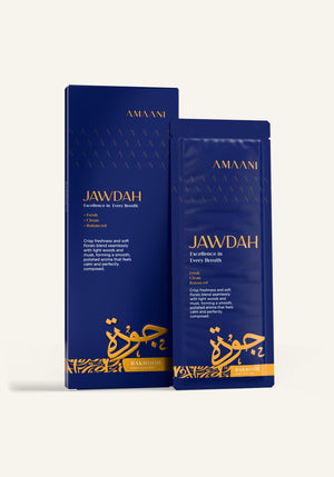 Amaani Jawdah Bakhoor Gold Collection 30g box with bakhoor sachet