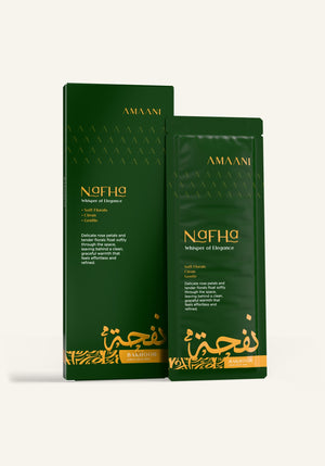Amaani Nafha Bakhoor Gold Collection 30g box with bakhoor sachet