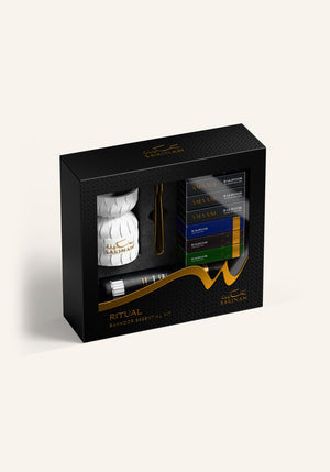Sakinah Layali evening bakhoor ritual set in white, boxed gift