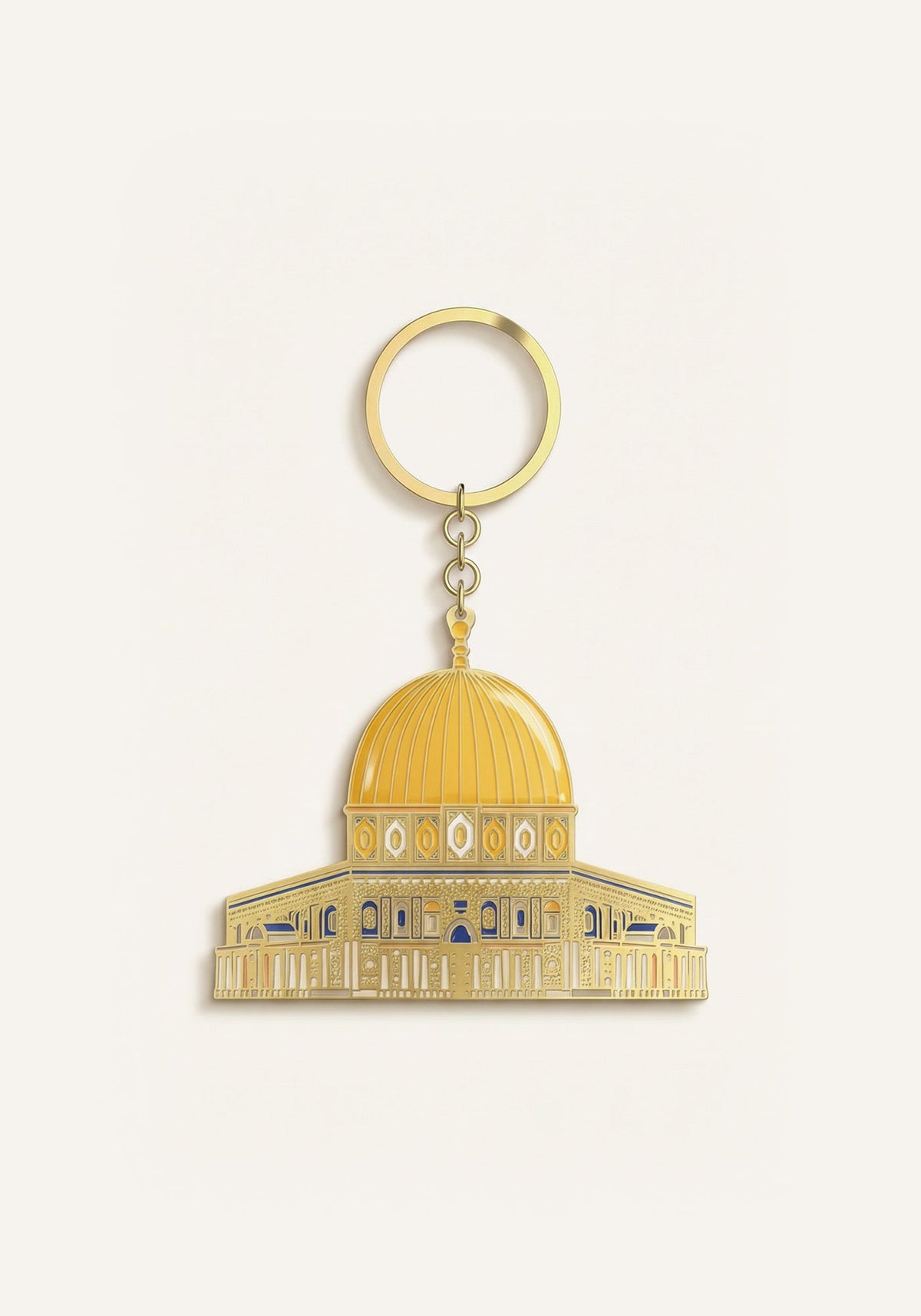 Dome of the Rock keyring in gold enamel