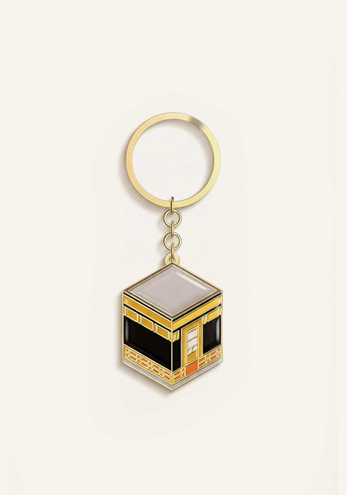 Kaabah keyring in gold and black enamel