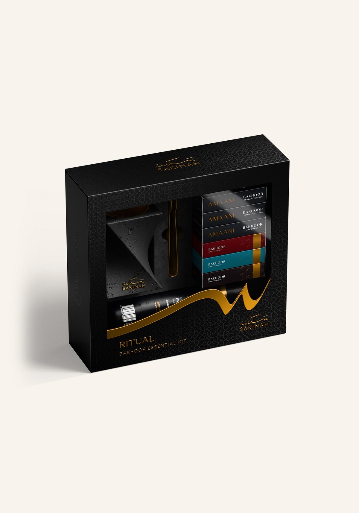 Ritual by Sakinah Badiah bakhoor set in its gift box with the burner showing