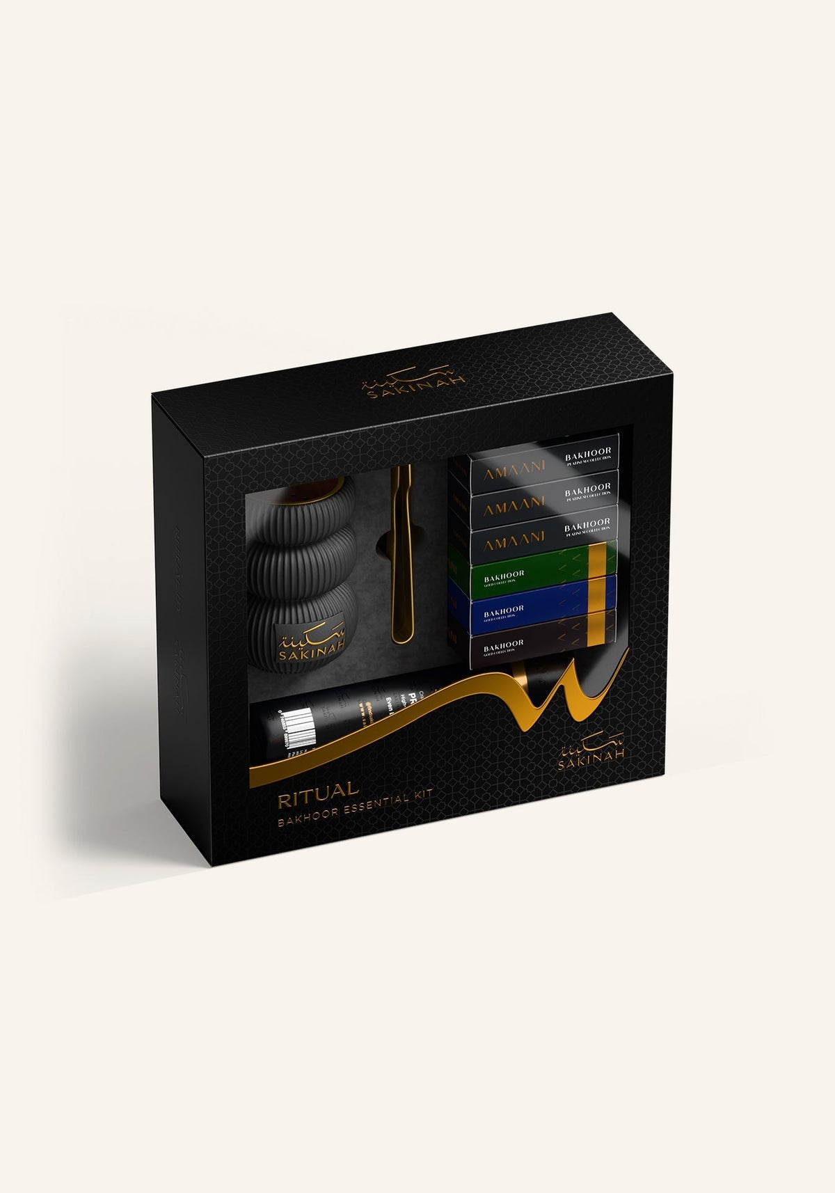 Sakinah Noor Ritual Bakhoor Set in black gift box - scent guide to the Ritual range