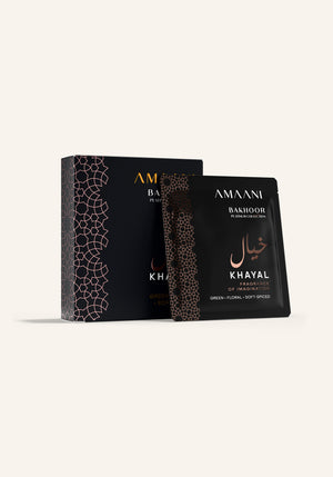 Amaani Bakhoor Khayal, Platinum Collection sample included in the Sakinah Layali ritual set