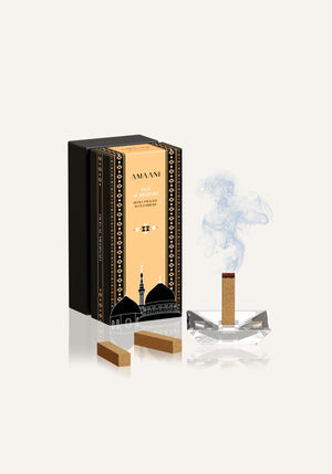 Amaani Oud Al Medinah bakhoor refill box opened to reveal 10 premium oud incense bricks