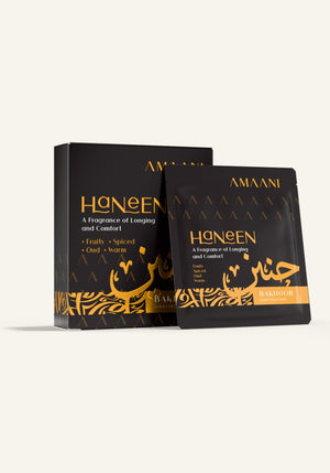 Amaani Haneen Bakhoor Gold Collection 5g tester box with sachet