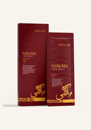 Amaani Malaki Bakhoor Gold Collection 30g box with bakhoor sachet