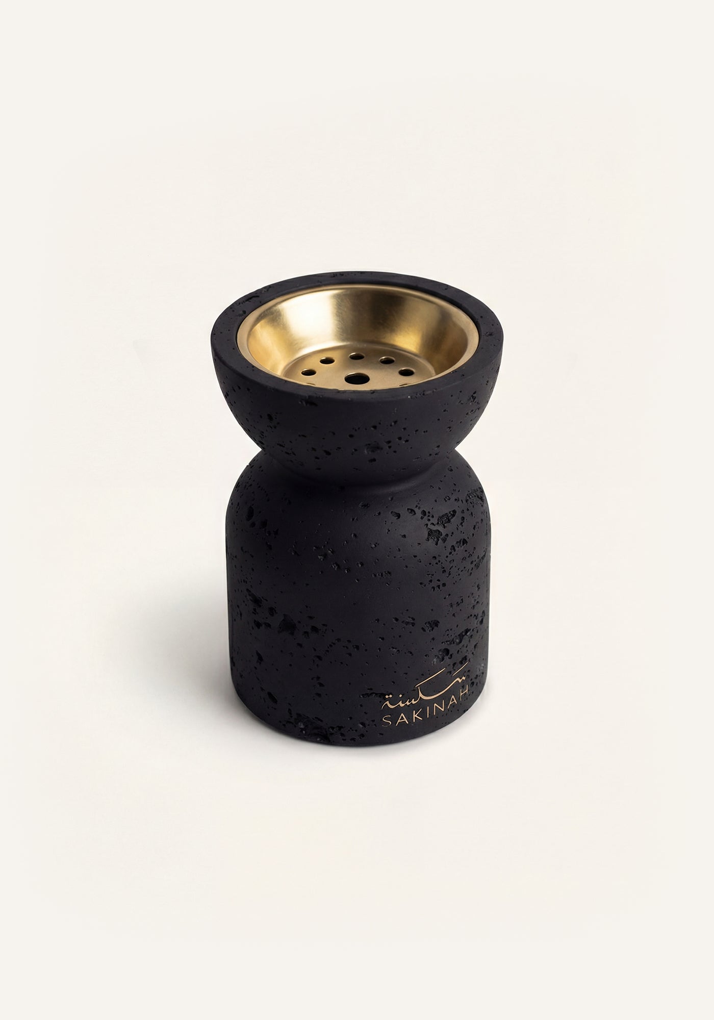 Mizyan Bakhoor Burner by Sakinah in black with gold interior bowl, luxury Islamic home fragrance burner