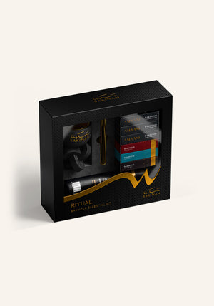 Sakinah Wasl bakhoor ritual gift set in black, boxed for Eid and Nikah
