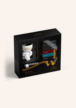 Sakinah Wasl bakhoor ritual gift set in white, boxed for Eid and Nikah