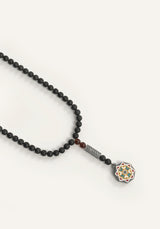 Amaani Dhikr Al-Qalb 99 bead tasbeeh in Onyx with Islamic geometric pendant