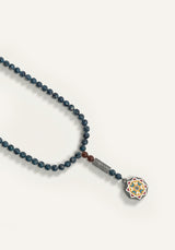 Amaani Dhikr Al-Qalb 99 bead tasbeeh in Midnight with Islamic geometric pendant