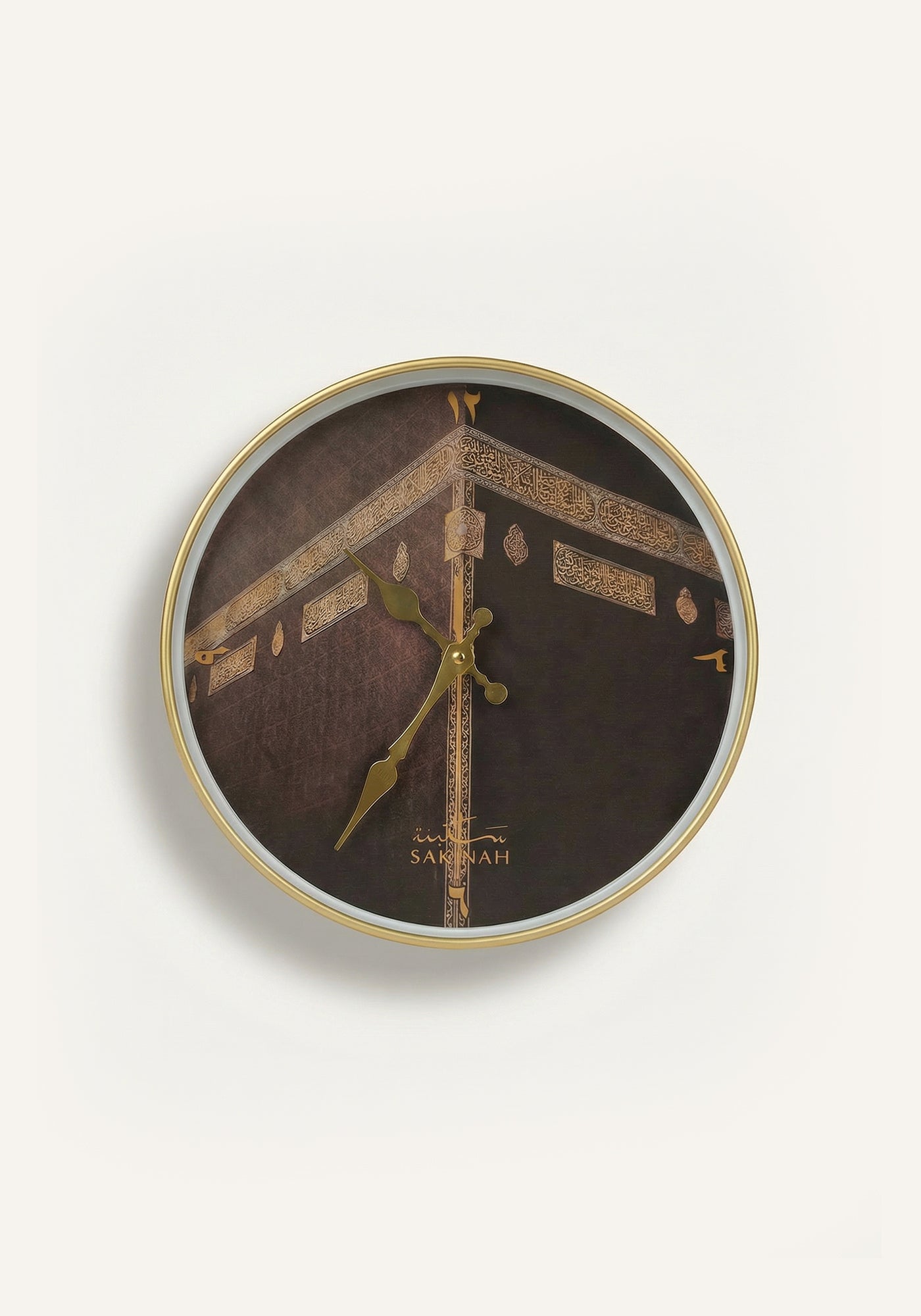 Makkah Islamic wall clock gold finish with Arabic numerals